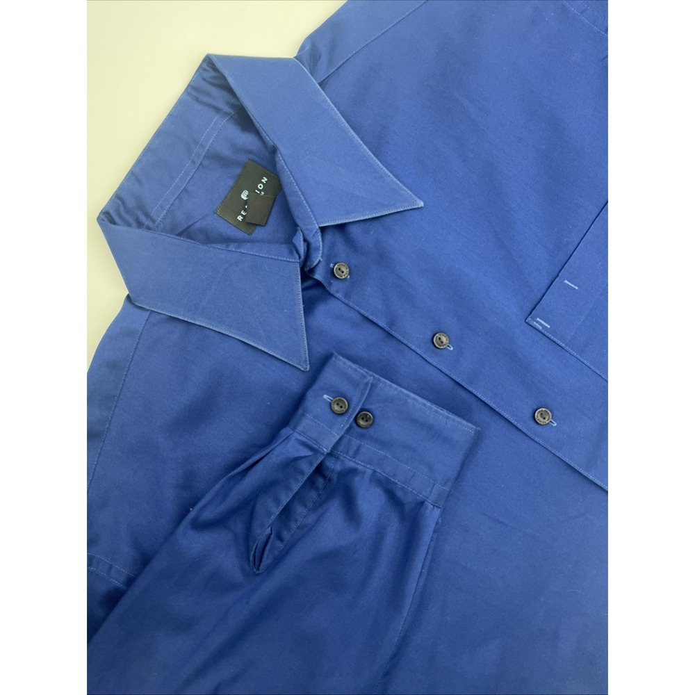 Reaction Kenneth Cole‎ Button Up Blue Dress Shirt Men's Size 16 1/2 32-33 Large